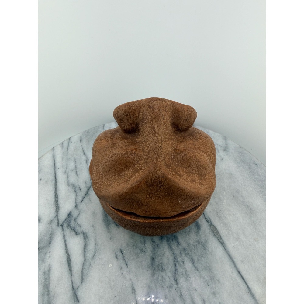 Vintage Studio Pottery Face Jar With Lid Nose Pot Whimsical Surrealist Brutalist - Picture 7 of 17